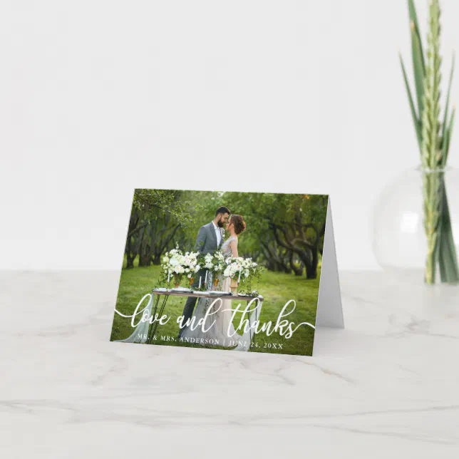 Elegant Modern Love and Thanks | Wedding Note Thank You Card | Zazzle