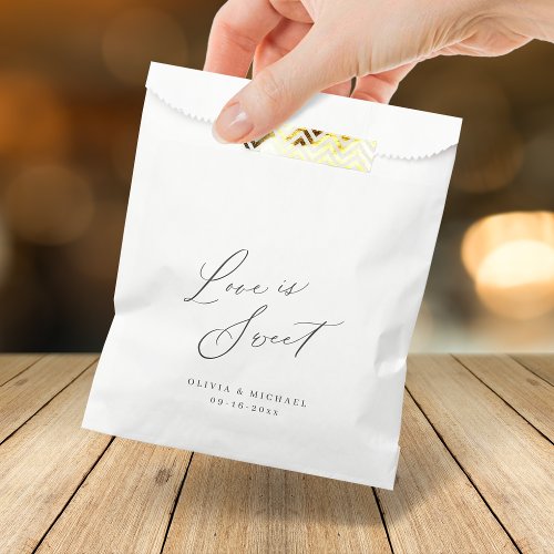 Elegant modern love is sweet script wedding favor bag