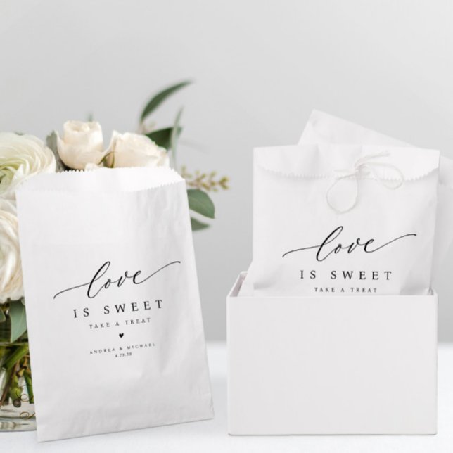 Elegant Modern Love is Sweet Wedding Desserts Sign Favor Bag (Elegant Wedding Favor Bags - Love is Sweet - Modern & Simple)