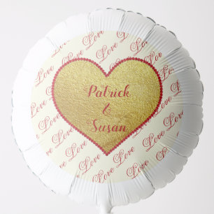 Elegant Modern Love Red Gold Heart Valentine Day Balloon