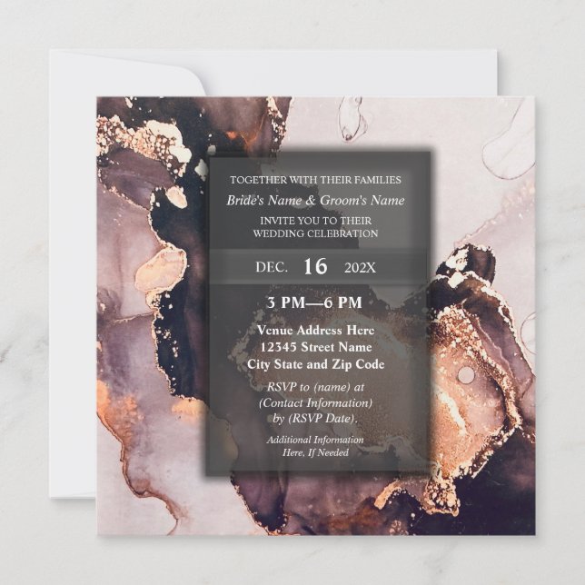 Elegant Modern Luxurious Gold Gilded Wedding Party Invitation (Front)