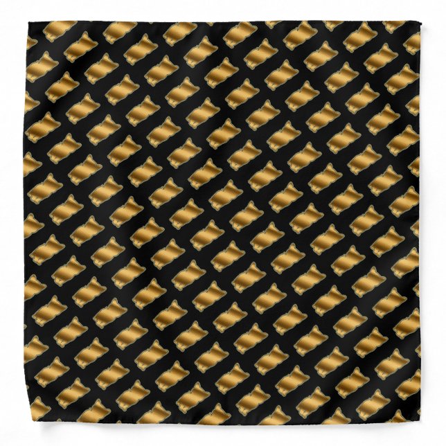Elegant Modern Luxury Black Gold Cat Bandana (Front)