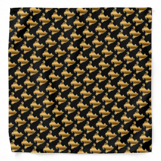 Elegant Modern Luxury Black Gold Cat Bandana (Front)