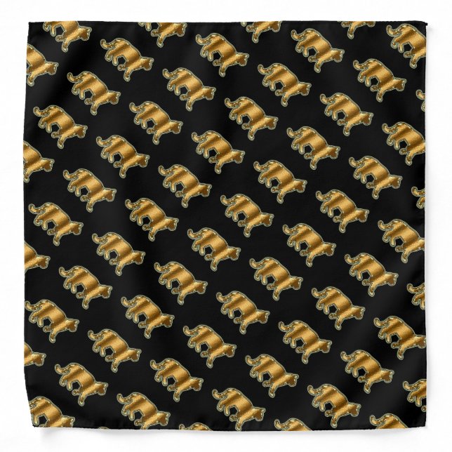 Elegant Modern Luxury Black Gold Cat Bandana (Front)