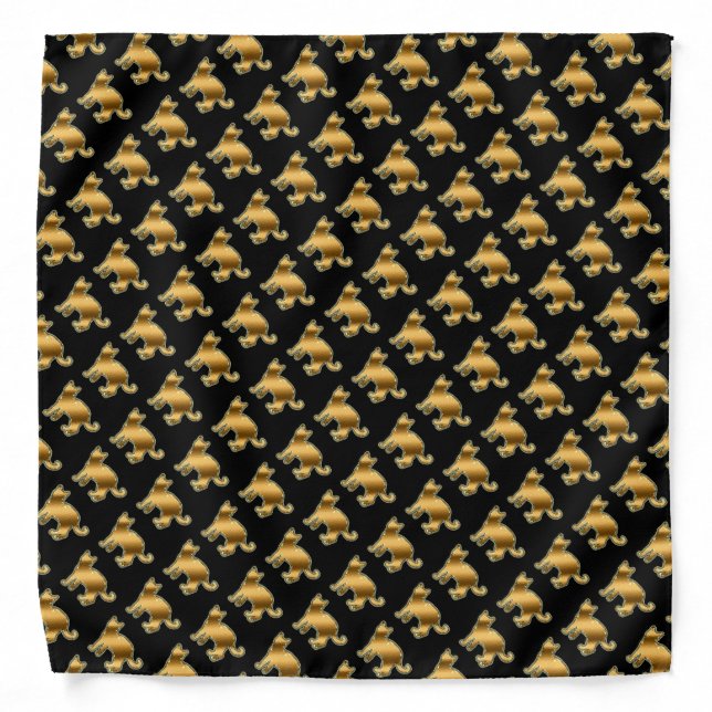 Elegant Modern Luxury Black Gold Cat Bandana (Front)