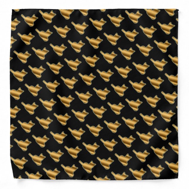 Elegant Modern Luxury Black Gold Cat Bandana (Front)
