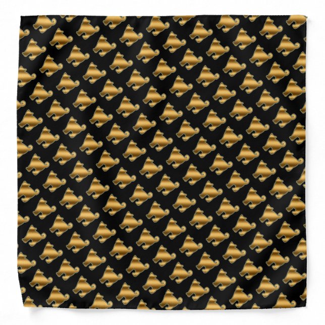 Elegant Modern Luxury Black Gold Cat Bandana (Front)