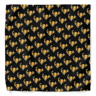 Elegant Modern Luxury Black Gold Cat Bandana