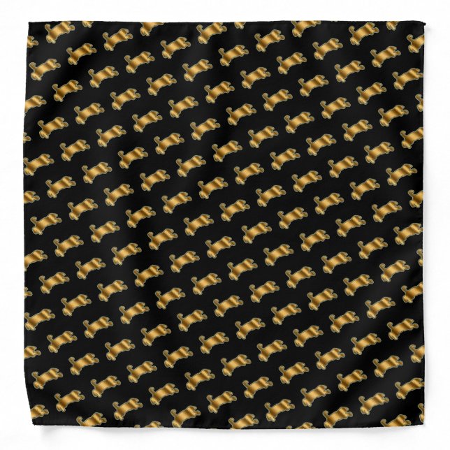 Elegant Modern Luxury Black Gold Cat Bandana (Front)