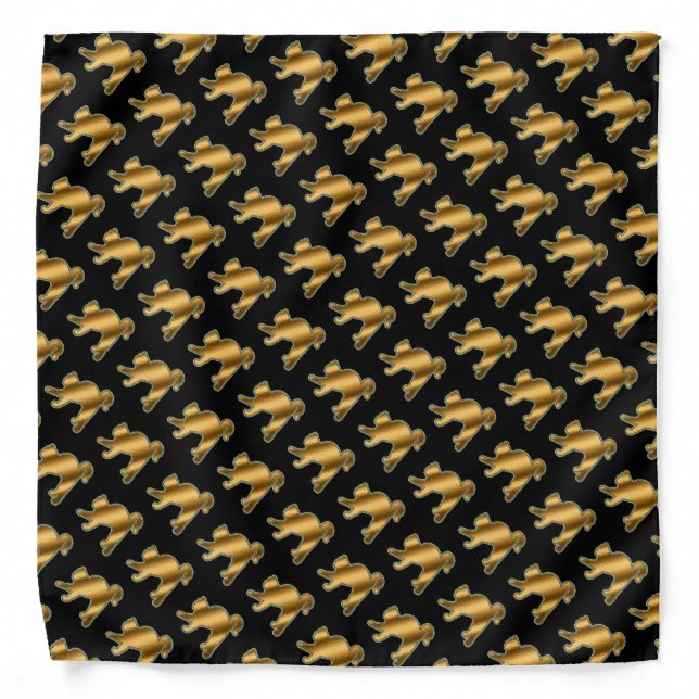 Elegant Modern Luxury Black Gold Cat Bandana (Front)