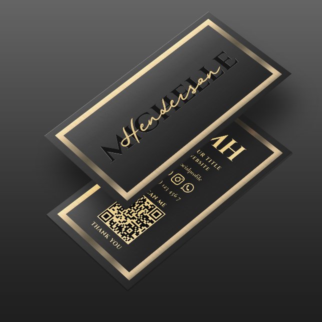 Elegant Modern Luxury Black Gold Frame Monogram Business Card (Elegant Modern Luxury Black Gold Frame Monogram Professional Business Card
)