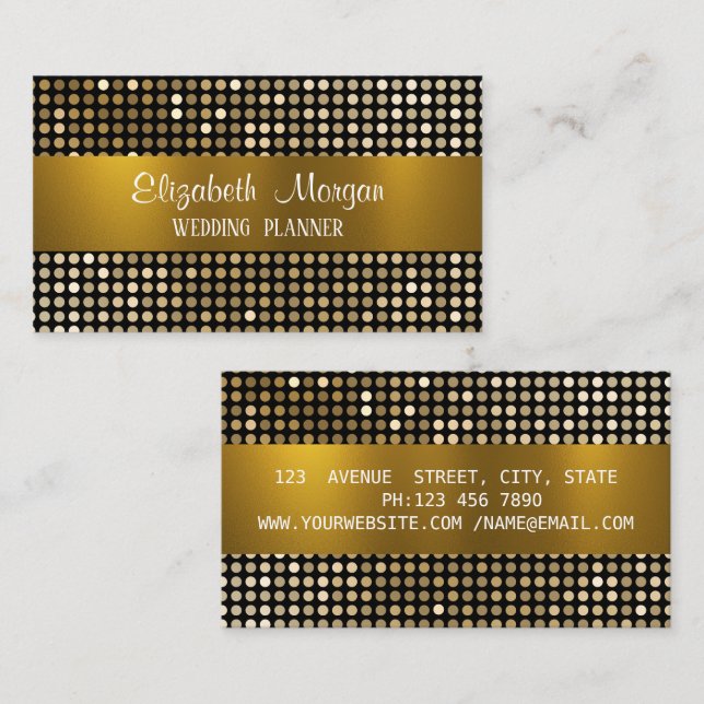 Elegant Modern Luxury Glitter ,Gold Stripe Busines Business Card (Front/Back)