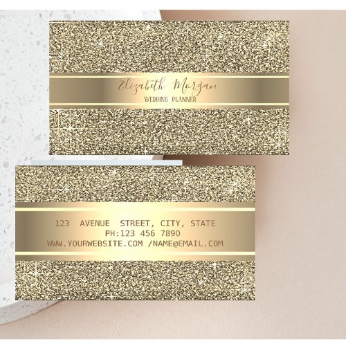 Elegant Modern Luxury Glitter Gold Stripe Business Card