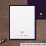 Elegant Modern Luxury Letterhead<br><div class="desc">Make a strong impression with our Elegant Modern Luxury Letterhead. This letterhead design features a framed design with a gold diamond logo and your company name and tagline elegantly presented in classic typography. The rich dark purple background with a customizable logo and space for your website or text of your...</div>