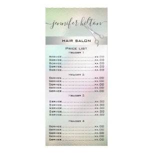 Elegant modern luxury pearl holographic hair rack card