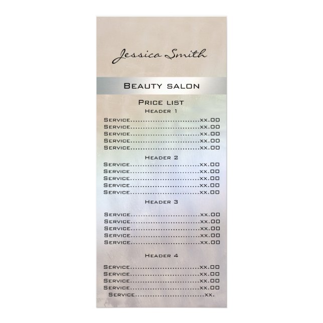 Elegant modern luxury pearl holographic menu card (Front)