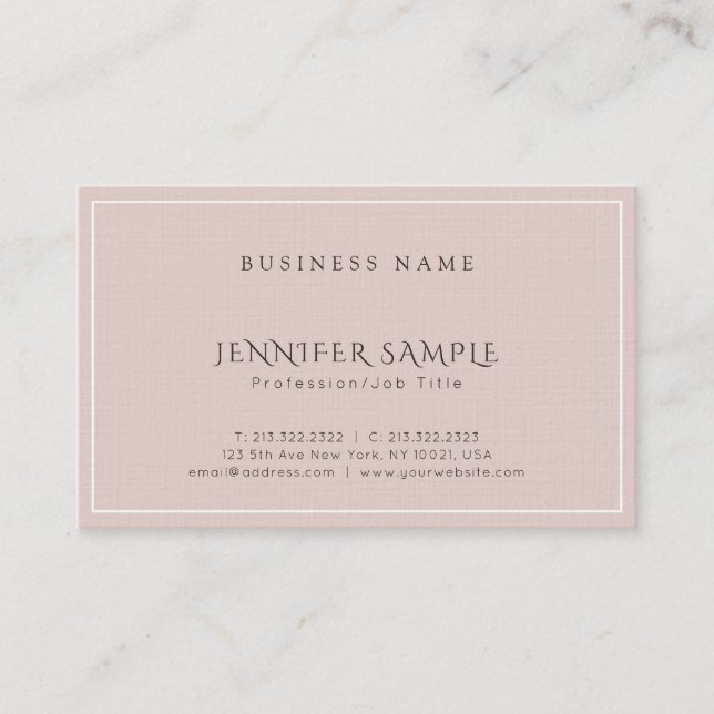 Elegant Modern Luxury Premium Linen Professional Business Card (Front)