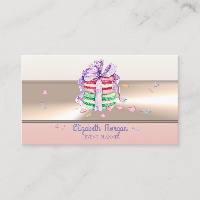 Elegant Modern Luxury Professional French Macarons Business Card (Front)