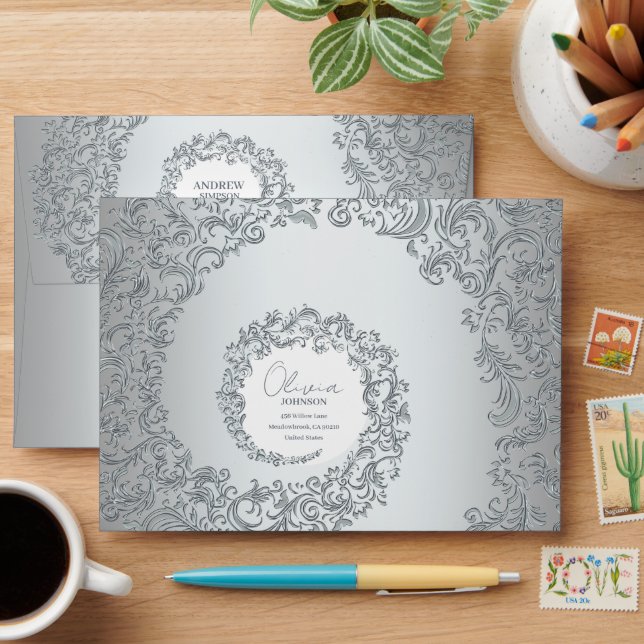 Elegant Modern Luxury Silver Envelope (Desk)
