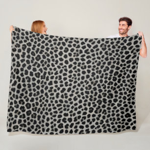 Elegant Modern Luxury White Leopard Collection Fleece Blanket