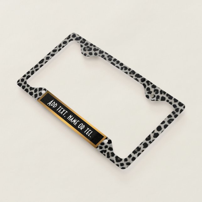 Elegant Modern Luxury White Leopard Collection License Plate Frame (3/4)
