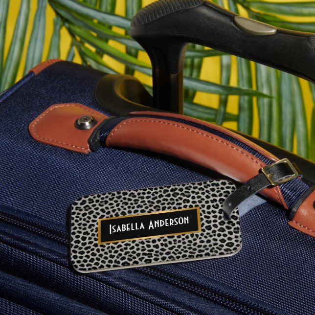 Elegant Modern Luxury White Leopard Collection Luggage Tag (Front Insitu 3)