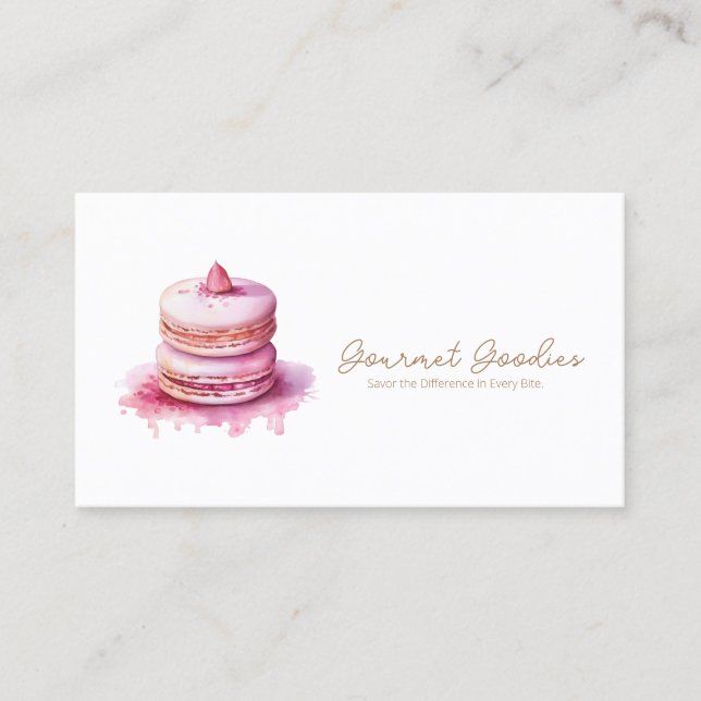 Elegant Modern Macaron Bakery Business Card (Front)