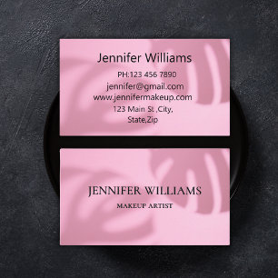 elegant modern makeup artist pink palm leaves business card