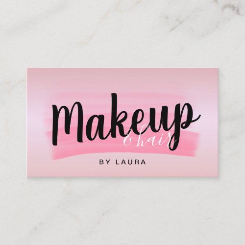 Elegant modern makeup  hair rose gold brushstroke business card