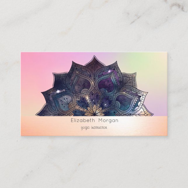 Elegant Modern Mandala Colorful Holographic  Business Card (Front)