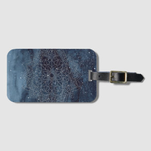 Elegant Modern Mandala Navy Blue Luggage Tag