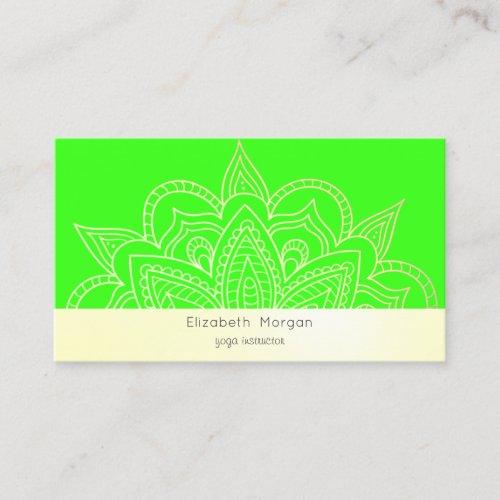 Elegant Modern Mandala Neon Green Business Card