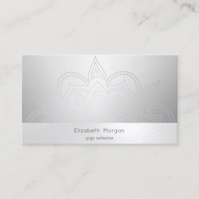 Elegant Modern  Mandala Silver  Luminous Business Card (Front)