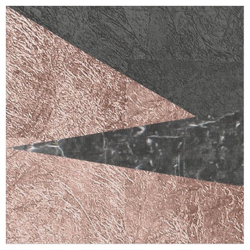 Elegant Modern Marble, Rose Gold, & Black Triangle Fabric