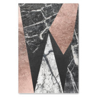 Elegant Modern Marble, Rose Gold, & Black Triangle Tissue Paper