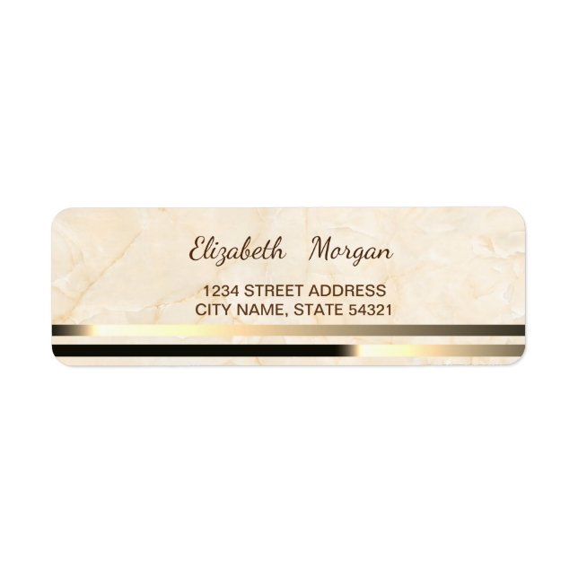 Elegant Modern  Marble, Stripe  Address Label (Front)