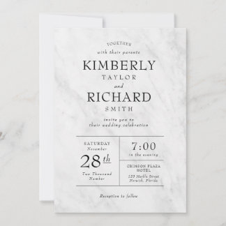 Elegant Modern Marble Trendy Wedding Invitation