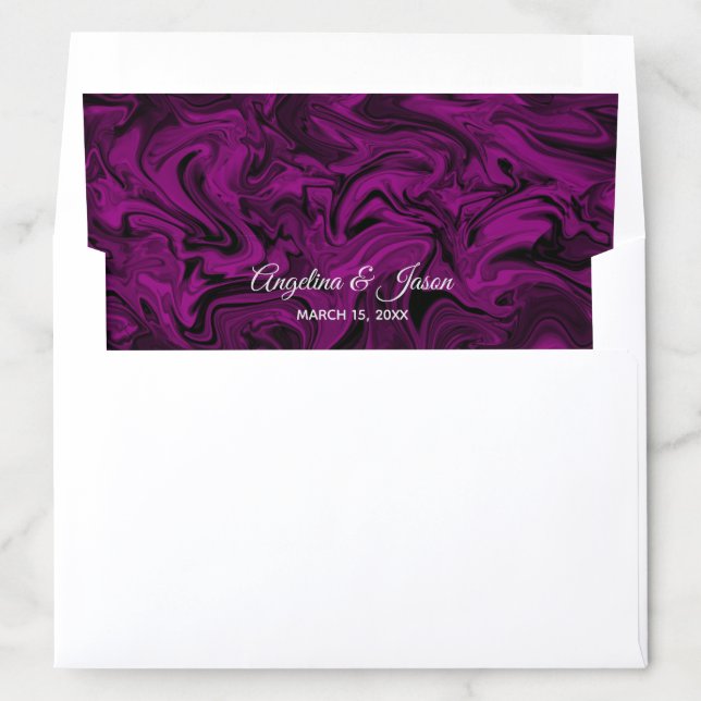 Elegant Modern Marbled Royal Purple Wedding Envelope Liner (In Envelope)