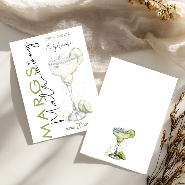 Elegant Modern Margs and Matrimony Bridal Shower Invitation (Creator Uploaded)
