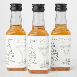 Elegant Modern Margs and Matrimony Bridal Shower Liquor Bottle Label
