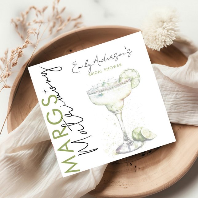 Elegant Modern Margs and Matrimony Bridal Shower Napkins (Creator Uploaded)