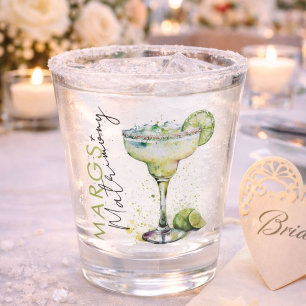 Elegant Modern Margs and Matrimony Bridal Shower Shot Glass