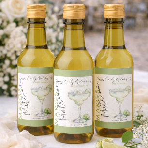 Elegant Modern Margs and Matrimony Bridal Shower Wine Label
