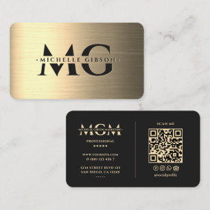 Elegant Modern Marketing Black Gold Monogram  Business Card