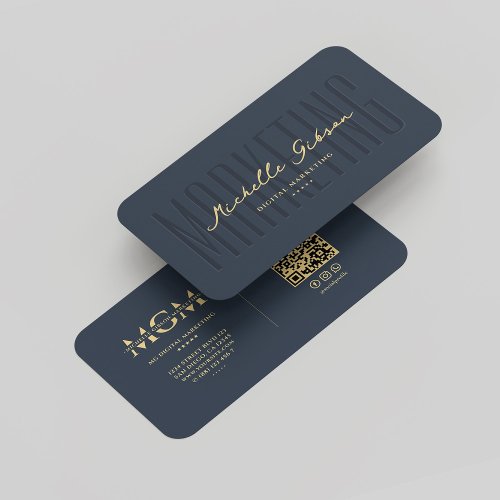 Elegant Modern Marketing Dark Blue Monogram Business Card