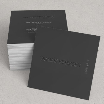 Elegant Modern Matte Black And Grey Professional Square Business Card by uniqueoffice at Zazzle