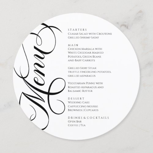 Elegant modern Menu Black and White