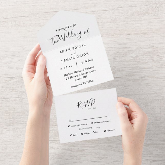 Elegant Modern Menu Choice Wedding All In One Invitation (Tearaway)