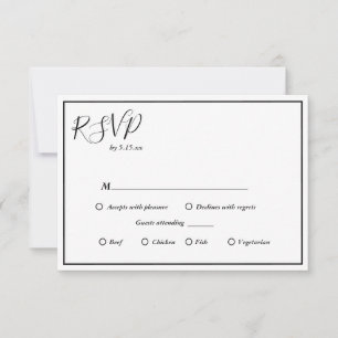 Elegant Modern Menu Choice Wedding RSVP Card