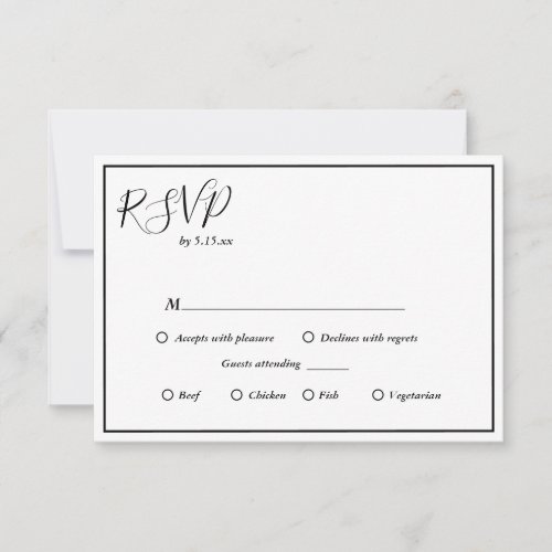 Elegant Modern Menu Choice Wedding RSVP Card